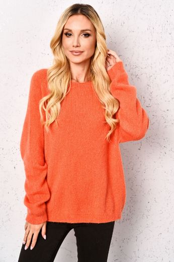  Miękki sweter z dzianiny pomarańczowy