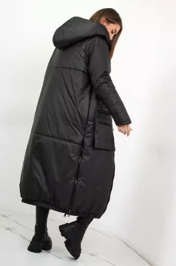 Długi płaszcz z suwakami Miss City Official czarny