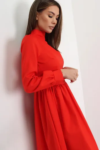 Elegancka sukienka ze stójką Miss City Official czerwona