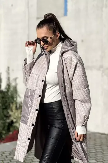 Płaszcz oversize z kapturem szary